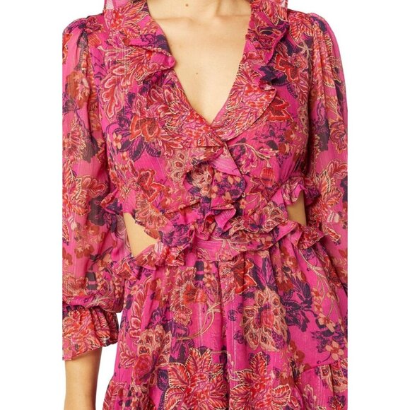 NWT‎ Misa Los Angeles Azalea Romper In Fuchsia Batik Cut Out Sides Size S - Picture 9 of 16